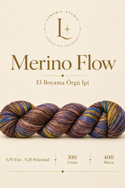 Merino Flow Premium El Boyama %75 Yün %25 Polyamid Örgü İpi 100 gr 400 m