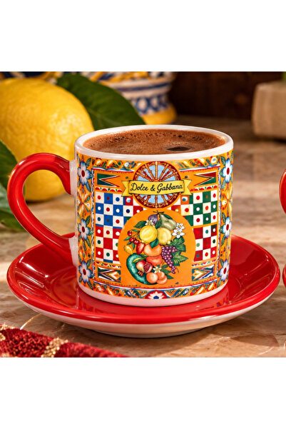 Fiasconaro Dolce & Gabbana D&G Patterned Turkish Coffee Cup for 2 People