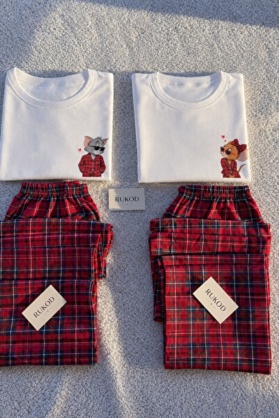 RUKOD KADIN Tekli Farecik Pijama (Çift Pijamasının Kadını)