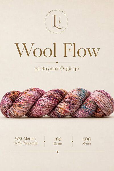 Wool Flow Premium El Boyama %75 Merino %25 Polyamid Örgü İpi 100 gr 400 m