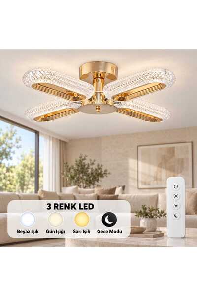tavion lighting Asel 4lü avize 3 renk led secenekli kumandalı salon oturma od...