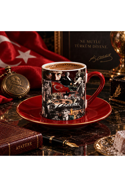 AION CASA ATATÜRK Temalı Türk Kahvesi Fincanı Tek Kişilik