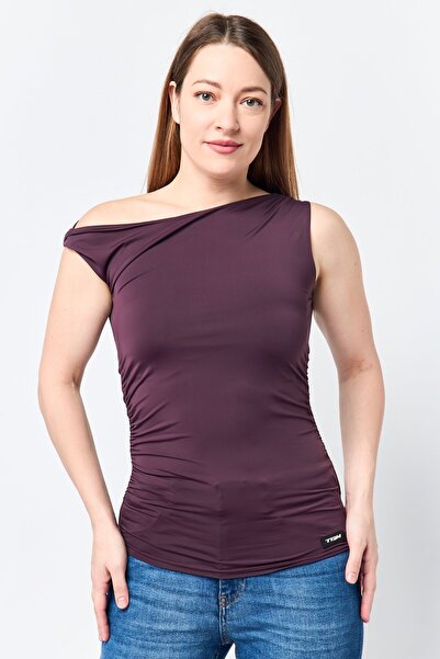 The Giving Movement Women Asymmetrical Neck One Shoulder Sleeve Solid Tank To...