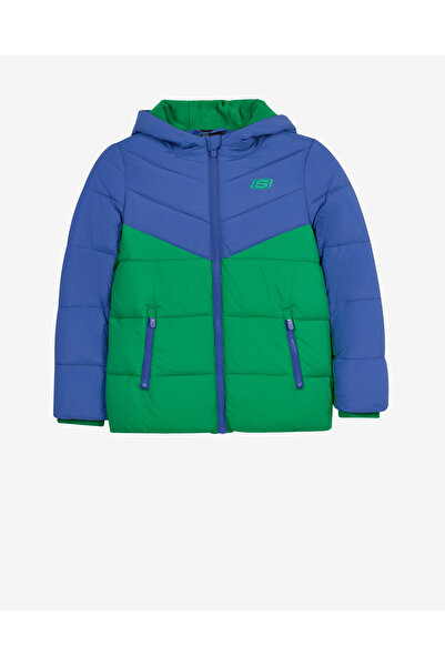 SKECHERS B Puffer Colorblock Jacket Büyük Erkek Çocuk Lacivert Mont SK2620140...