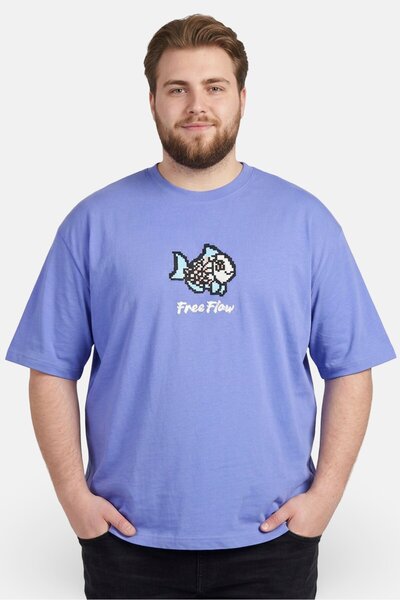 Highlander Zoox Men Crew Neck Embroidered Short Sleeve T-Shirt, Blue