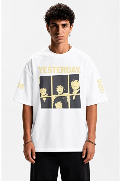 Fuddy Moda Unisex μπλουζάκι The Beatles Yesterday με στάμπα στο μανίκι, Overs...
