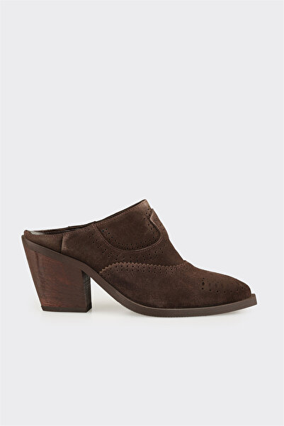 Elle Shoes Kahve Deri Kadın Terlik