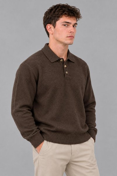 Stilkombin Oversize Buttoned Collar Knitted Sweater Dp 17501_10063