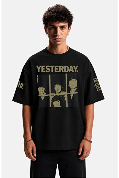 Fuddy Moda Unisex μπλουζάκι The Beatles Yesterday με στάμπα στο μανίκι, Overs...