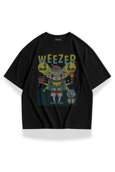 Fuddy Moda تي شيرت مطبوع عليه ملصق حفلة موسيقية من Weezer للجنسين، تي شيرت ذو...