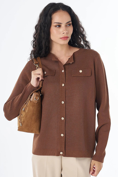 Kayra Buttoned Knitwear Cardigan Brown