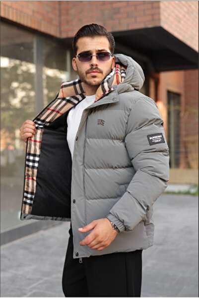 LaxVan Erkek Siyah Fermuarlı & Kapüşonlu Mont