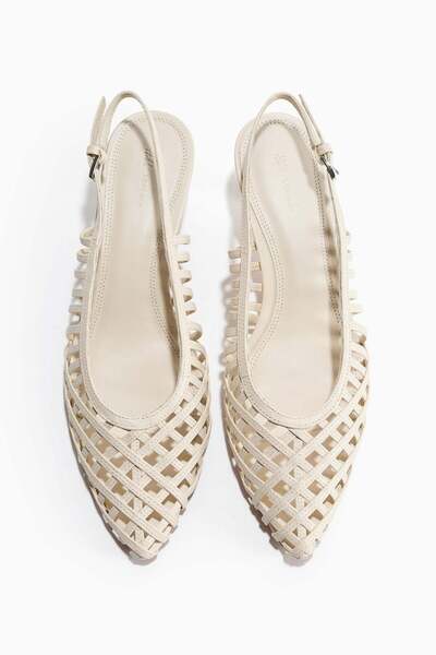 H&M Kitten-heeled leather slingbacks