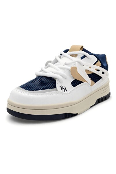 Spanning Men's Casual Athletic Low Top Sneakers, Lace Up Walking Shoes, WHITE