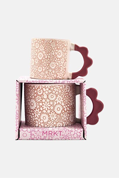 Azzure Home Mom and Baby Daisy Debossed Ceramic Mug, Multicolor