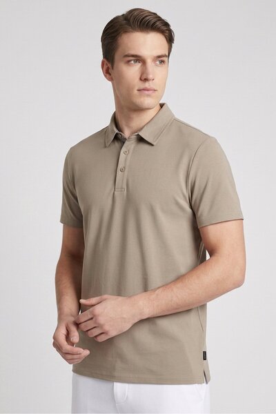 Layer 8 Men Sportswear Fit Short Sleeve Outdoor Polo Shirt, Brown