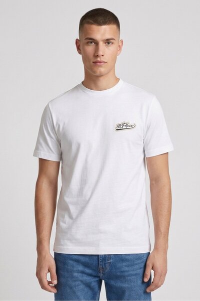 883 Police Men Crew Neck Short Sleeve Graphic Print T-Shirt, White