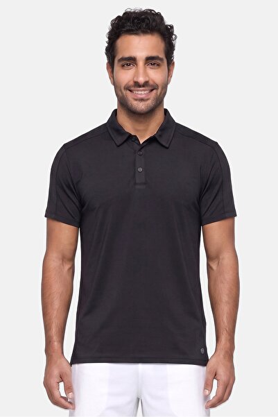 Apana Men Sportswear Fit Short Sleeve Training Polo Shirt, Black