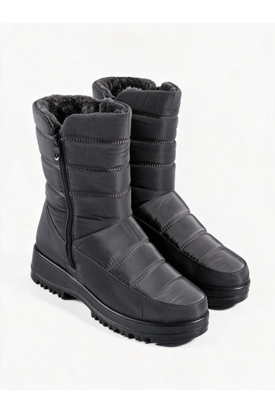 ALOGO Women's waterproof and fur-lined snow boots with two side zippers, Ligh...