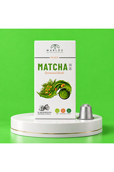 MARLOS Şeftalili Matcha Çayı Kapsülü Nespresso Makine Uyumlu Kapsül 10'lu 20 G