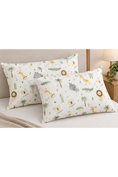 GOOD MORNİNG PAMUKKALE Children's Safari Animal Patterned Pillowcases 2 Pack ...