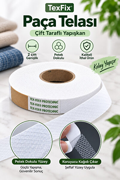LİVA CRAFT Art & Craft TexFix Paça Telası 2cm Eninde 100m Top, Petek Dokulu Ç...