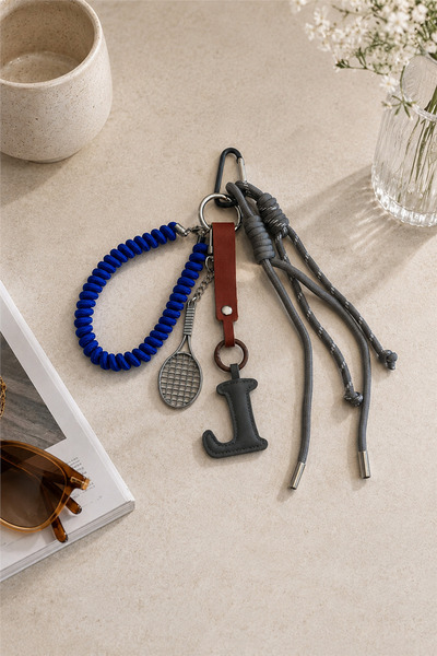 HomeStore Racket Letter Colorful String Keychain