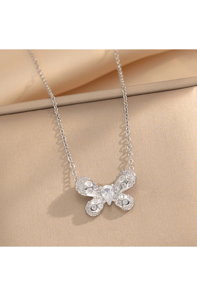 Peach Jewelry Κολιέ πεταλούδα από ατσάλι τιτανίου