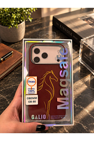 obenim iphone 17 pro max At Figürlü Bordo premium Telefon Kılıfı