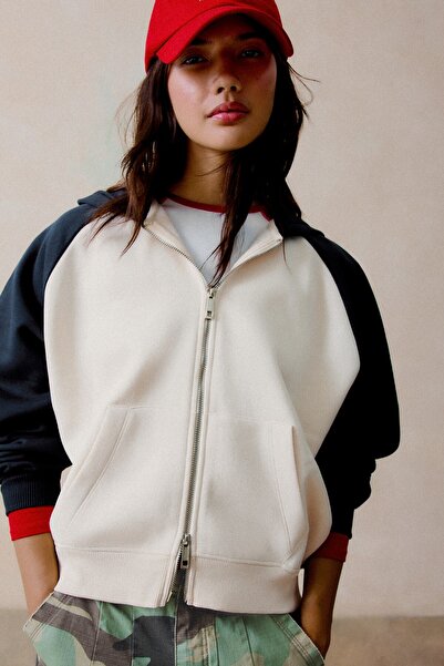 Bershka Kapüşonlu raglan kol oversize ceket