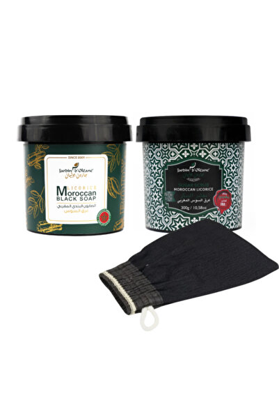 Jardin Oleane Licorice Moroccan Scrub and Soap Set for Dark Spot Lightening a...