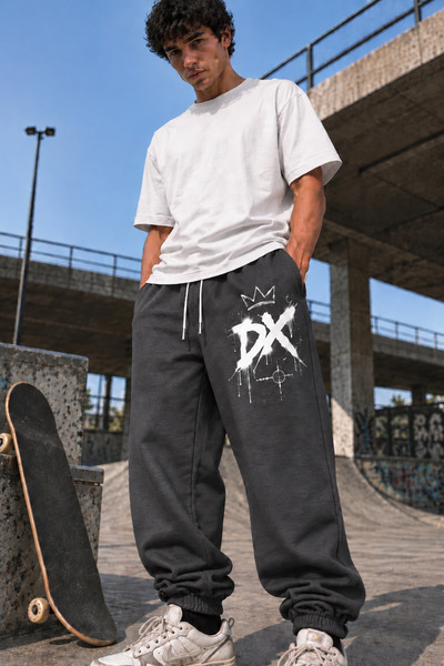 DAXİS Sportwear Company Men's Oversize Sweatpants Printed Loose Elastic Cuffs...