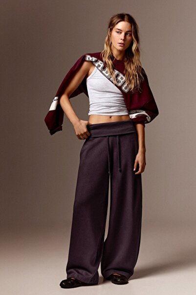 Bershka Kıvrık belli şardonlu barrel fit pantolon