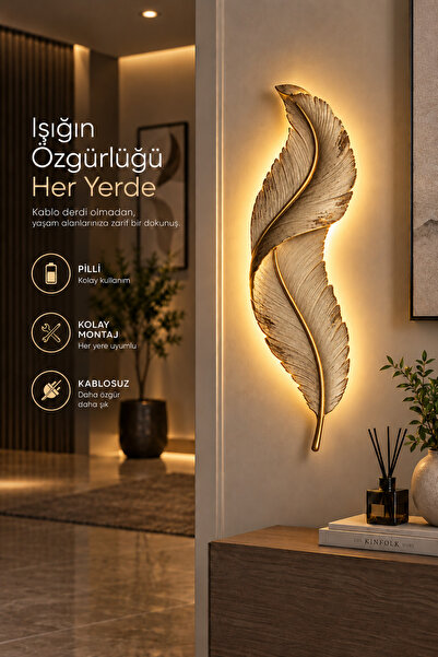 LEDMAX Tüy Aplik Pilli Led Dekoratif Duvar Dekoru