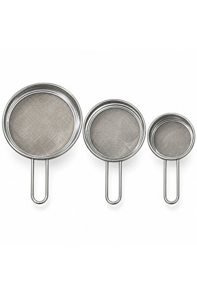 Biki Stainless Steel Round Strainers and Colanders Set with Wire Handles - 3 ...