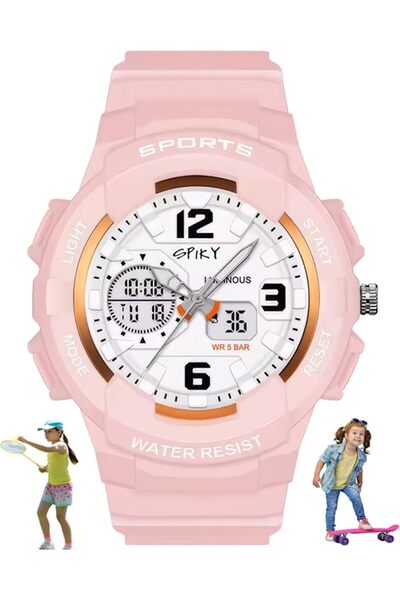 Spiky Analog Digital Sports Watch for Kids | Multifunctional, Dual Time & Lum...