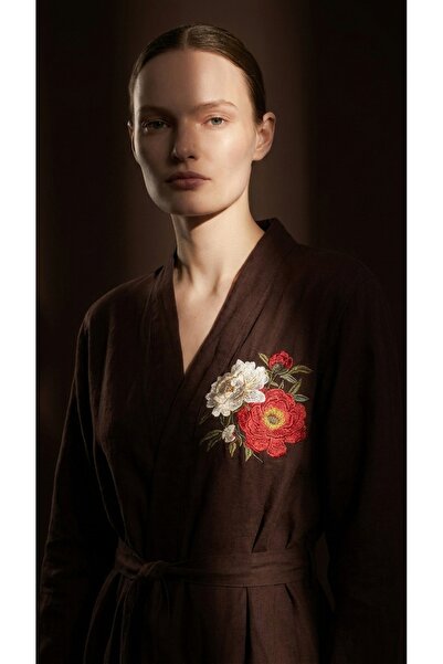 Minteks Shadowed Majestic 100% Cotton Muslin Kimono Dressing Gown
