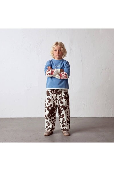 connemara Children's Tiger Printed Double Sleeve Oversized Sweatshirt – Crew Neck