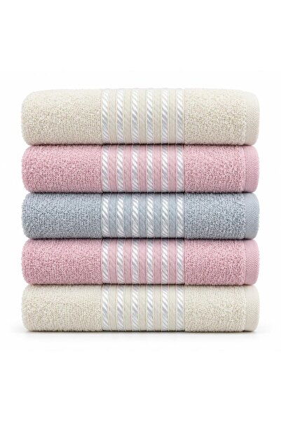 Çapa Home 5li 50*90 cm Soft Renkli Bordürlü El Yüz Havlusu