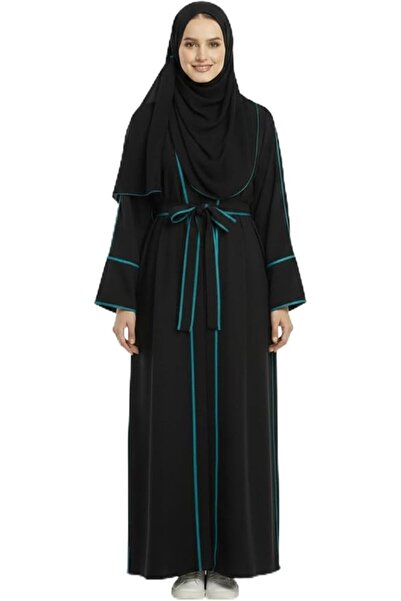 FashionApp Women's Premium Black Front-Open Abaya with Matching Hijab and Wai...