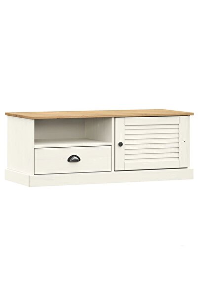 vidaxl Comodă TV VIGO, alb, 106x40x40 cm, lemn masiv de pin