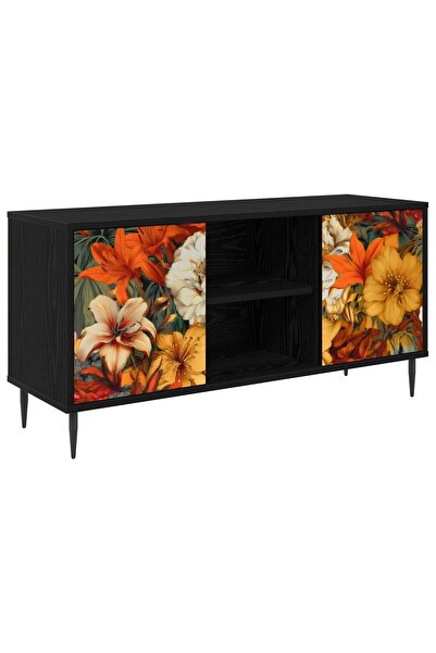 vidaxl Cabinet TV GENNEP 102 x 33 x 51 cm Stejar Negru Lemn prelucrat