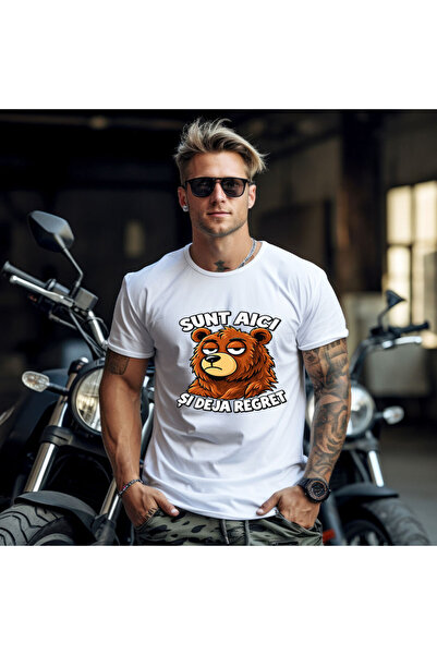 OKTANE Tricou Sunt aici si deja regret alb XS