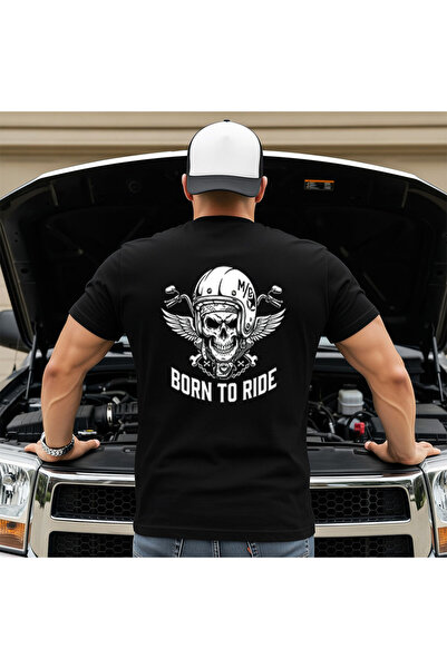 OKTANE Tricou Born to ride cu craniu motociclist negru L