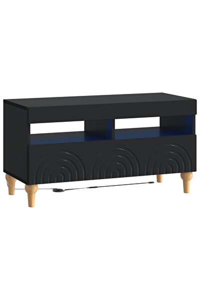 vidaxl Cabinet TV cu LED ALKMAAR 81 x 35 x 43 cm Negru Lemn prelucrat