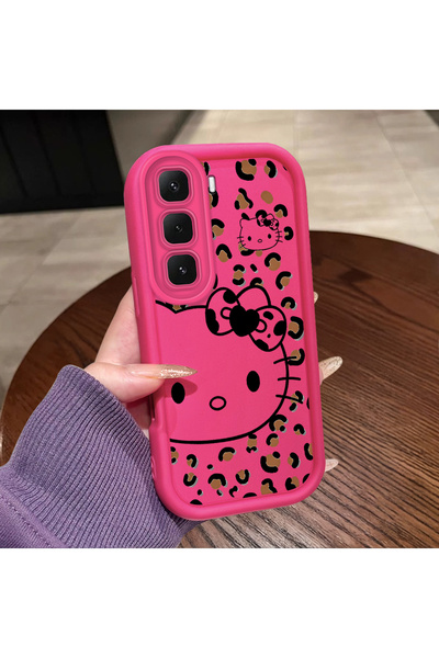 ucuc Infinix Hot 60I 4g Compatible Pink Red Silicone Leopard Pattern Kitty Ca...