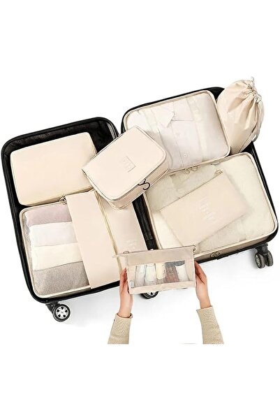 Gonice Travel Packing Cubes Set, Beige, 7-Piece Luggage Organiser, Waterproof...