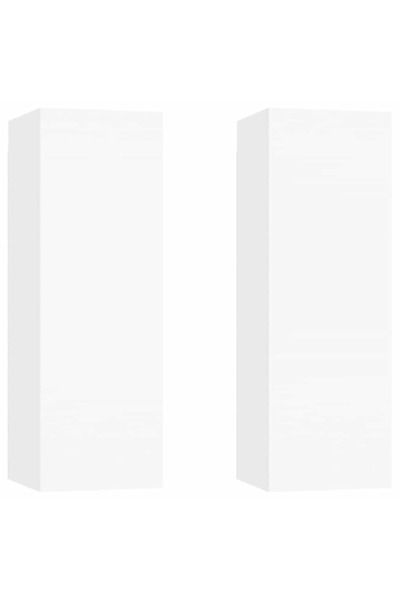 vidaxl Comode TV, 2 buc., alb, 30,5x30x90 cm, lemn prelucrat