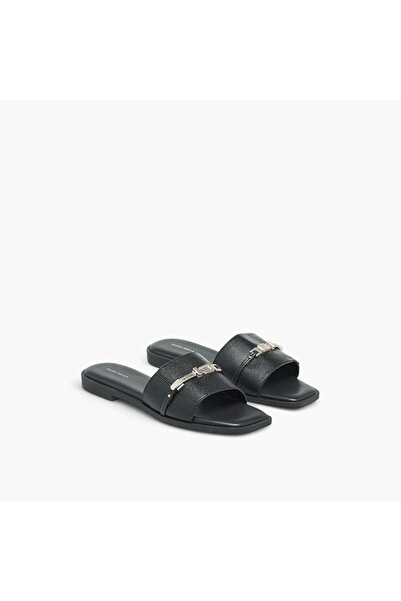 Flora Bella By Shoexpress 2555165 Women Metal Accent Slip-On Flat Sandals