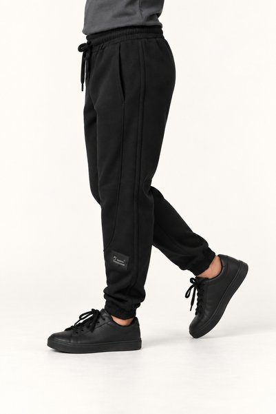 Joi Kids Boys' Black Jogger Sweatpants with Lace-Up Elastic Waist and Elastic Cuffs for Casual Wear